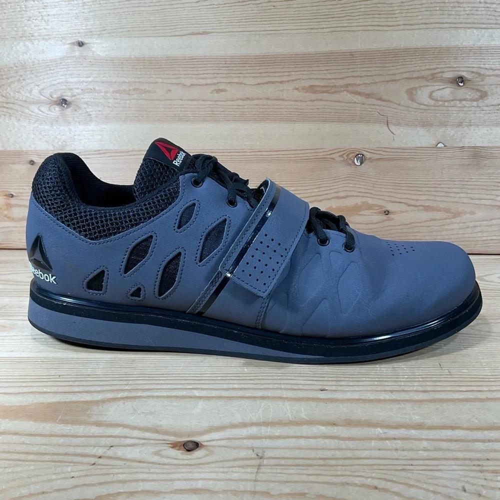 Reebok Lifter PR Weightlifting Shoes Men’s 11.5 Grey Black Strap CrossFit BD2631
